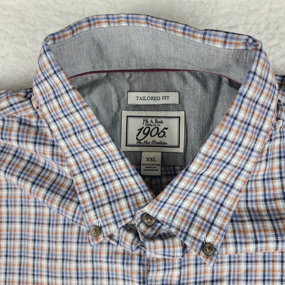 Jos‎ A Bank Shirt Mens 2XL XXL Plaid Tailored Fit 1905 Flannel Dress Button Down - Picture 4 of 11